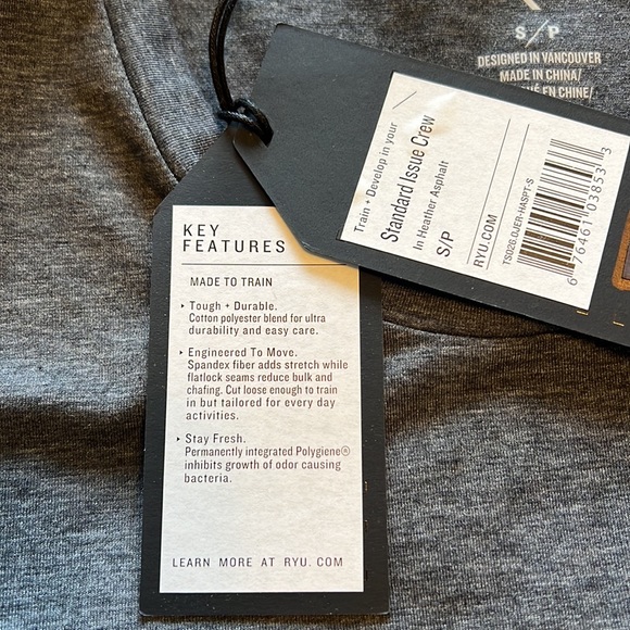 RYU Womens Standard Issue Crew in Heather Asphalt BNWT - Picture 3 of 3